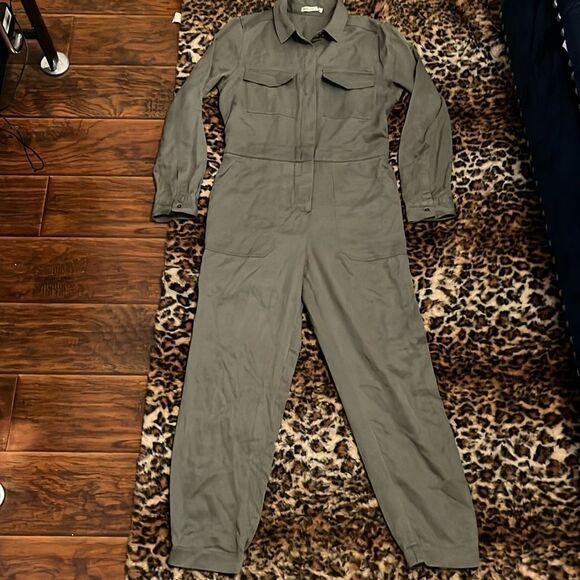 Marine Layer Frida Utility Green Tencel Distressed Jumpsuit Boho Contemporary - Picture 5 of 16